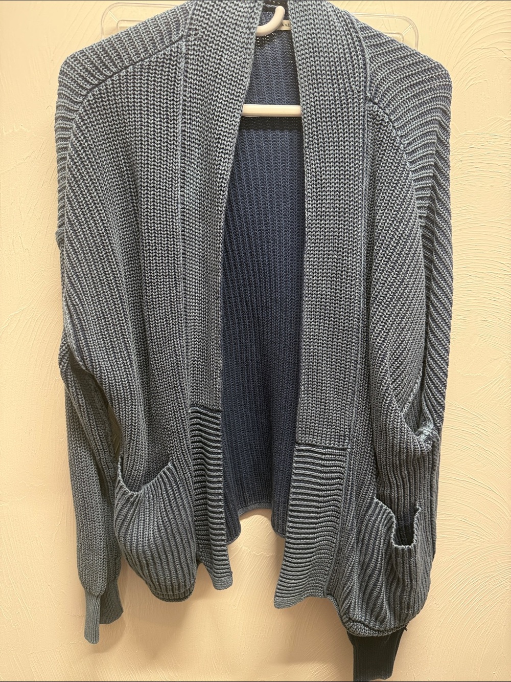 American Eagle Outfitters Open-Front Chunky Knit Cardigan in Blue